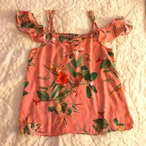 Pink floral tank top